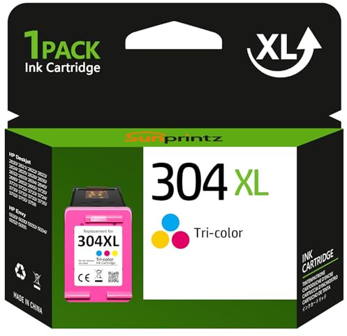 SUNPRINTZ 304XL Farbe Druckerpatronen,für HP 304,304XL Farbe Patronen,Kompatibel für HP Envy 5020 5030 5032,für HP DeskJet 2620 2622 2630 3750 3720 3730 3760 3762 (1 Farbe)