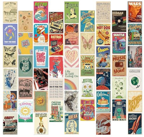 Bailinks 50 Stück Wandcollagen-Poster-Set, ästhetische Bildersammlung für Wanddekoration, perfekte Raumdekoration für Schlafzimmer und Wohnheim, ideal für Teenager-Mädchen und Jungen (Stil04)