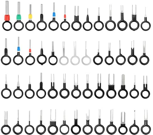 A ABSOPRO Terminal-Auszieher-Set 52 Stück für Kabelbaumstecker | Schwarz, Kunststoff, Metall, Schlüsselform, Terminaldraht Entfernen, Neuen Draht Hinzufügen
