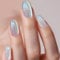 GlamRays Ongles Blancs à Effet Œil de Chat Press On Ongles Courts Faux Ongles Acryliques Brillants Ongles Carrés Scintillants Faux Ongles Couverture Complète Ongles Adhésifs 30 Pièces
