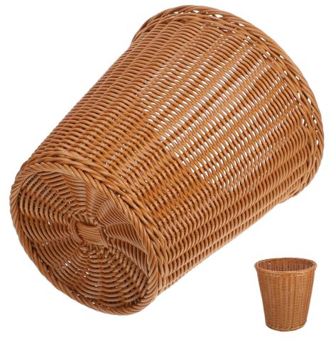 KAILIKETIY Poubelle En Rotin Tressé Sans Couvercle 29 X 29 Cm Poubelle De Cuisine En Plastique Style Rotin Synthétique