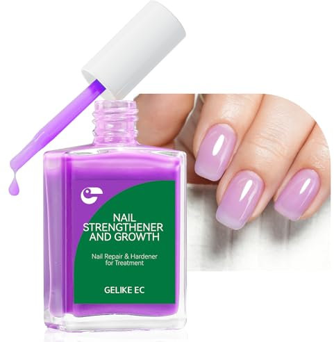 Gelike ec Nail Hardener Growth Nail Groove Filler: Purple Nail Hardener Repair for Thin Damaged and Brittle Nails 15 ml