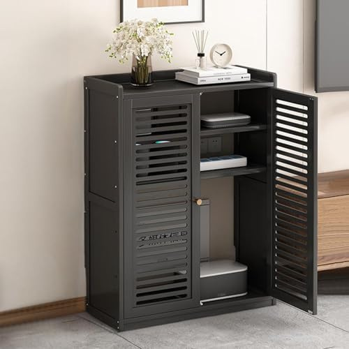HARELA WLAN-Router-Aufbewahrungsschrank, Stand-Router-Aufbewahrungsbox, Modem, Freistehender Schrank-Organizer für Zuhause und Büro(Black,32.3x23.2x9.8in)