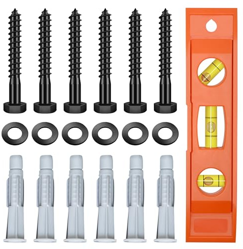 EASTPUK Lag Bolts for TV Wall Mount, TV Mount Screws Kit with M8x65mm Lag Screws, Drywall Anchors, Washers, Bubble Level Hardware Kit for Wood Stud Brick Concrete