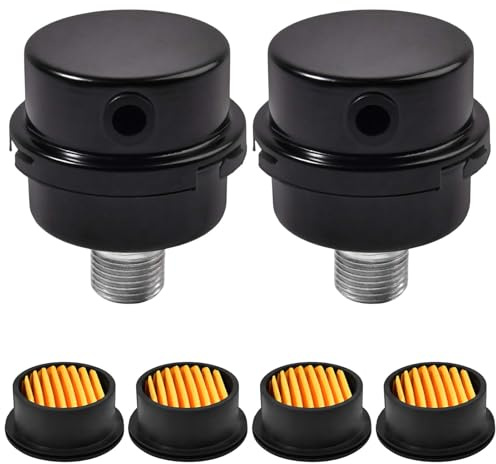 SPEEDWOX 2pcs 1/2 Thread Air Compressor Silencer with Replacement Elements Air Compressor Intake Filter for Generators Blowers Exhaust Ports