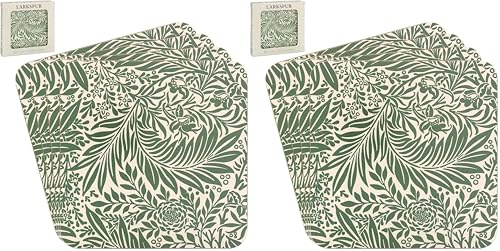 The Leonardo Collection William Morris Larkspur Coasters Set of 4 For Office Home & Kitchen | Lovely Coaster Set For Decorative Home Accessories Drinks Coasters For Tea & Coffee (Pack of 2)