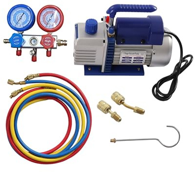 Pompe à vide pour climatisation - 180 W - Pompe à vide pour climatisation split - Pompe à vide 1 l/s - Kit de remplissage de voiture - Idéal pour R134a R410a