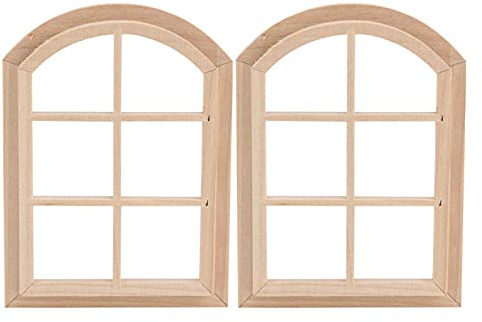 KooingTech 2 finestre per casa delle bambole, 6 porte, finestre di gnomo, finestre in miniatura, per case delle bambole o modelli, 10,3 x 7,5 x 0,3 cm