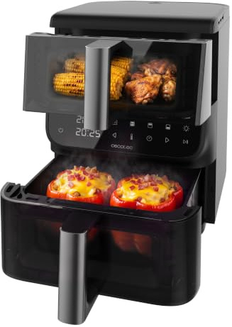 Cecotec Friggitrice ad Aria 10L Cecofry DuoLevel 10000 DuoSize Window. 2000W, Design Verticale, Cestelli 3,5-6,5L, Finestra per Vedere Senza Perdere Calore, Sync, 10 Menù, Risparmia Tanto Spazio Utile