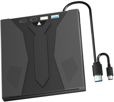 Wkldjf Externes Laufwerk mit USB3.0 und Typ C Konnektivität, kompakt und leicht, für Laptops, Tablets, Slot Lademechanismus, Slot Loading, tragbares Disc ROM
