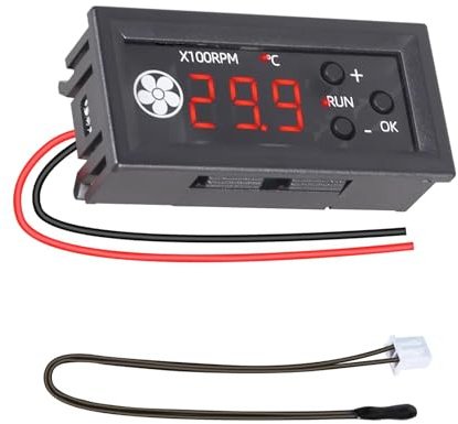 DC 12V 4-Draht Lüfter Drehzahlregler, 4pin mit Digitale Anzeige Temperatur und Drehzahl - Lüftersteuerung Temperatur für 4-Draht PC Lüfter - Drehzahlregler 12V Fan Controller mit Temperatursensor