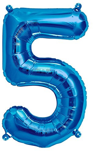 ballonfritz® Ballon Zahl 5 in Blau - XXL 40/102cm - Folienballons für Luft oder Helium als Geburtstag, Jubiläum, Hochzeit oder Abschluss Geschenk, Party Dekoration oder Überraschung