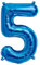 ballonfritz® Ballon Zahl 5 in Blau - XXL 40/102cm - Folienballons für Luft oder Helium als Geburtstag, Jubiläum, Hochzeit oder Abschluss Geschenk, Party Dekoration oder Überraschung
