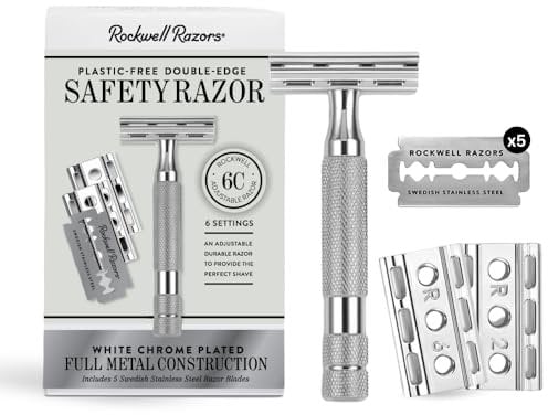 Rockwell Razors - Rasoio di sicurezza regolabile a doppio bordo 6C Bianco/Cromato White Chrome