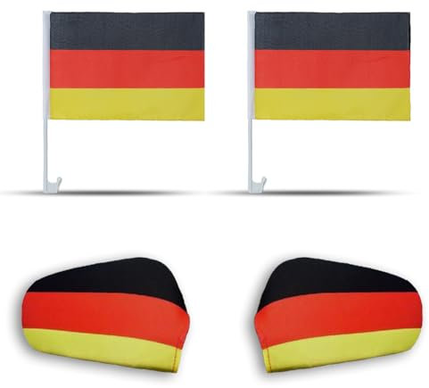 Sonia Originelli Fanset Fanartikel Fahnen für das Auto Spiegelfahnen Fensterfahnen WM EM, Farbe: Deutschland