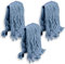 KLEEN HANDLER Heavy Duty Commercial Replacement, Wet Industrial Blue Cotton Looped End String Cleaning Mop Head Refill (Pack of 3)