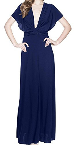 Damen Luxuriös Sommer Lang Kleid elegant Geteilter Abendkleider Ärmellos Hochzeit Kleider Party Vintage abschlussbal Cocktailkleid Dunkelblau M