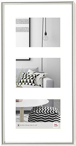 walther design Bilderrahmen weiss 3x 10x15 cm Galerie mit Passepartout, Galeria Kunststoffrahmen KW315S