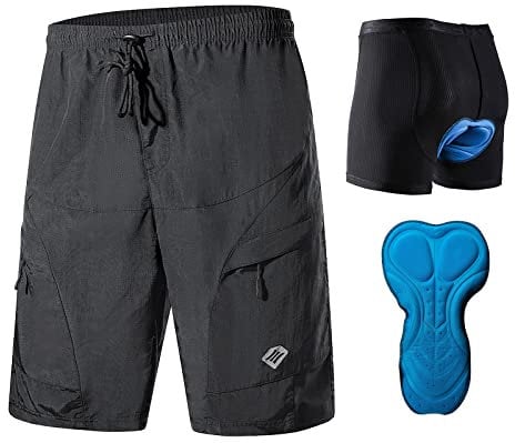 Santic Radlerhose Herren mit Sitzpolster Kurz Fahrradhose MTB Radhose Kurz mit Fahrradunterhose Herren Gepolstert Radshorts Fahrradshorts Schwarz EU XXL
