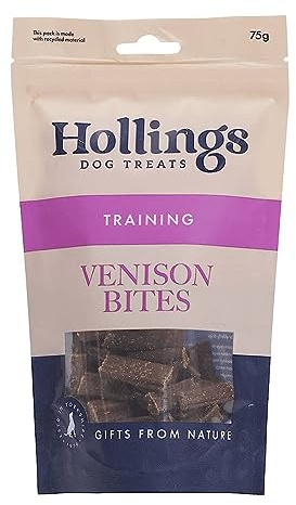 Hollings Venison Bites Dog Training Treats, Delicious Venison Treats for Adult Dogs, High in Protein & Made with 100% Natural Ingredients (75g)