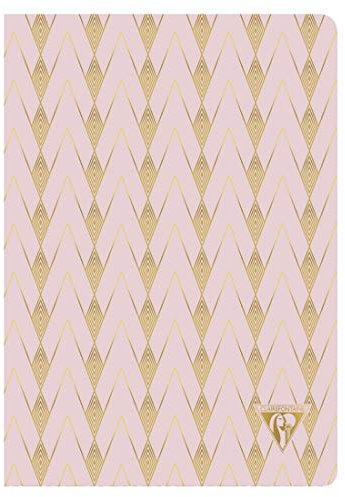 Clairefontaine 193106C Notizbuch Neo Deco Frühlings Sommer Kollektion, mit Fadenbindung, 14,8 x 21cm, 48 Blatt, liniert, 90g, elfenbeinfarbiges Papier, 1 Stück, Rosa Perlmutt / Zenith