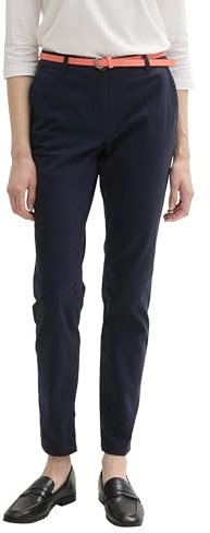 TOM TAILOR Damen 1016542 Slim Chino Mit Gürtel, 10668 - Sky Captain Blue, 42W / 30L EU