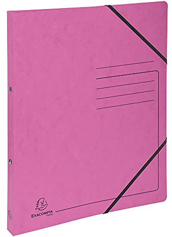Exacompta 542557E Ringhefter mit Gummizug. Aus extra starkem Colorspan-Karton 2 Ring-Mechanik DIN A4 Füllhöhe 14 mm rosa Ring-mappe Ringbuch Hefter