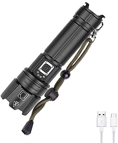 WESLITE 6000 Lumen LED Taschenlampe, XHP70.2 Taschenlampe Aufladbar Taktische Taschenlampe LED Extrem Hell P70 Taschenlampen USB Wiederaufladbare Zoomfähig 5 Modi für Camping Wandern(Akku Enthalten)