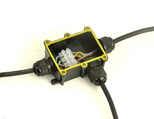 Waterproof Junction Box ,Outdoor Junction Box, Waterproof Electrical Junction Box, IP68, 3 Way M20 coaxial Cable Connector Wire Range from 4 to 12mm, Black