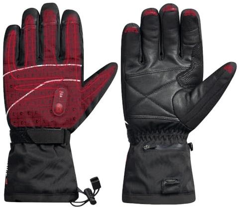 G-HEAT - Gants de Ski Evo-2 - Mixtes - Tactiles - Paume Cuir - Imperméables - Coupe-Vent - Leash Amovible - Usage : Sports d'hiver. Fournis avec 1 Paire de Batteries et câble de Recharge