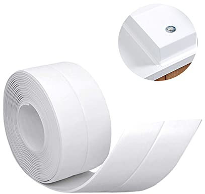 Cinta de sellado impermeable, cinta de sellado impermeable y a prueba de aceite para cocina casera, adecuada para cocina, baño, bañera, ducha, piso, pared, protección de bordes (blanco)