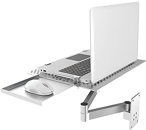 Wandhalterung Laptop/iPad Halter Workstation mit Mausablage, belüfteter Laptopablage, kippbarem und zusammenklappbarem Laptopständer