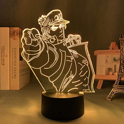 3d Nachtlichter Anime Jojo Bizarre Abenteuer Jotaro Kujo Schlafzimmer Dekor Illusion Licht HEISS JOJO LED Manga Lampe Geburtstagsgeschenk-16 Farbe mit Fernbedienung