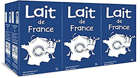 Lactel Lait Demi-Écrémé 6x1L Bouteille 6000ml 1% Matière Grasse Réfrigérer 4-7°C
