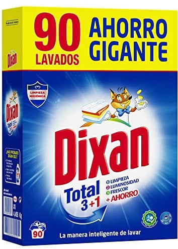 Dixan Total 3+1 Pulver, Waschpulver für die Waschmaschine (90 Waschladungen) Waschpulver für weiße und farbige Wäsche, Reinigung, Helligkeit und Frische