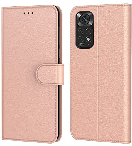 Tenphone Coque pour Xiaomi Redmi Note 11, Coque Redmi Note 11S, Etui Protection Housse Premium en Cuir PU,Fermeture Magnétique,Flip Case Compatible avec Xiaomi Redmi Note 11S / Note 11 (Book Rose)