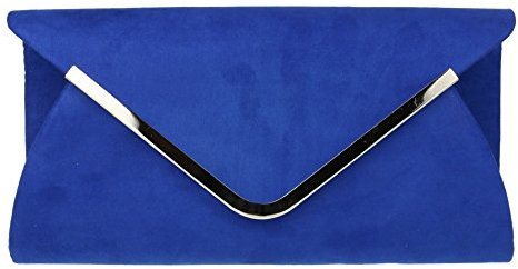 Girly Handbags Womens Envelope Faux Suede Clutch Bag (Royal Blue)