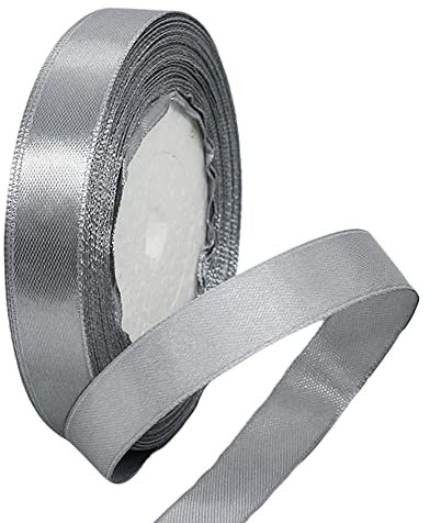 22m Satinband Geschenkband Silber 15mm Breit,Seidenband Silber Schleifenband Satin Dekoband Geschenkverpackung Deko Band Stoffband für Halloween Weihnachten Hochzeit Taufe Geburtstag DIY-Handwerk
