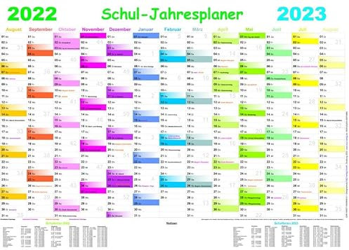 Schul-Jahresplaner 2022/2023: Wandplaner 70 x 100 cm, abwaschbar und beschreibbar durch Beschichtung