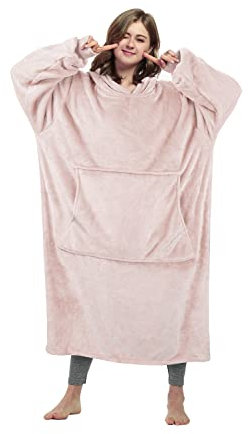Catalonia Classy Extra Lange Fleece Hoodie Decke, Flauschige Übergroße Kuscheldecke mit Ärmeln und Kapuze, Warme Großes Kapuzendecken, Tragbare Decke zum Anziehen als Geschenkidee für Damen Herren