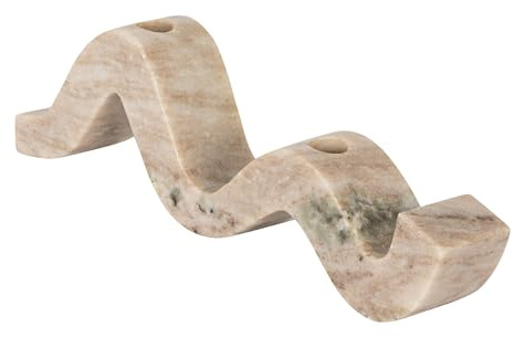 Bloomingville Marble Wave Double Taper Candle Holder, Beige