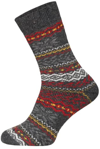 HomeOfSocks 2 Paar Wollsocken Damen Herren – Warme Wintersocken Norweger Muster Blau, Größe 35-38