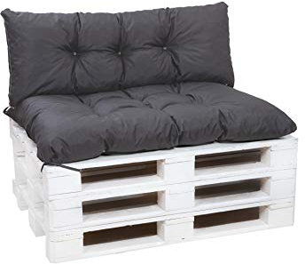 Palettenkissen wasserdicht - palettenkissen Outdoor - palettenkissen Set (sitzkissen 120x80 + 120x50cm rückenlehne, Anthrazit)