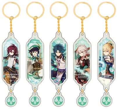 Hanaiette Genshin Impact Game Acryl Schlüsselanhänger Cute Anime Cartoon Full Attribute Keychains for game fans, Style5, Einheitsgröße