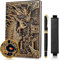 UMiWEi Vintage Dragon Embossed Leather Notebook DND Notebook Travel Journal with Ballpoint Pen and Pen Sleeve Antique Handmade A5 Journal,Hardcover Liner,Writing Notebook Gift for Men Women
