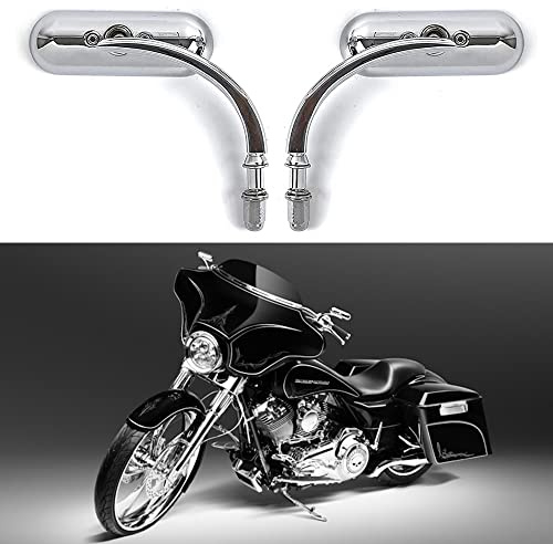 goodfitment - Chrome Oval Shape Motorcycle Mirrors,Upgrade Rearview Motorcycle Mirrors Compatible with Harley Road King Softail Street Glide Electra Dyna And More
