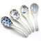 IQCWOOD 4 cucharas de sopa de cerámica asiática, estilo japonés, azul y blanco, 6.3 pulgadas de largo x 1.8 pulgadas de ancho, aptas para lavavajillas