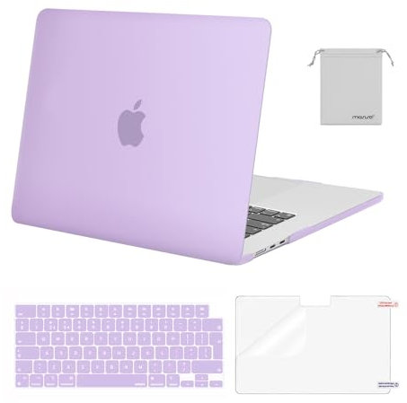 MOSISO Compatible with MacBook Air 15 inch Case M4 M3 M2 2025 2024 2023 A3241 A3114 A2941, Hard Shell Cover for MacBook Air Case 15 inch Touch ID Keyboard Skin&Screen Protector&Pouch, Purple