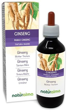 Ginseng (Panax ginseng) Wurzeln Alkoholfreier Urtinktur Naturalma - Flüssig-Extrakt Tropfen 200 ml - Nahrungsergänzungsmittel - Veganer