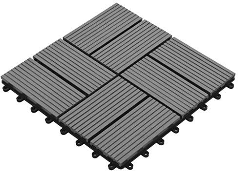 Festnight WPC Terrassendielen Terrassenplatten 30x30 cm 11er Spar Set für 1m² Grau in Holzoptik für Garten Balkon Bodenbelag mit Drainage und Klicksystem Terrassenfliesen Balkonfliesen